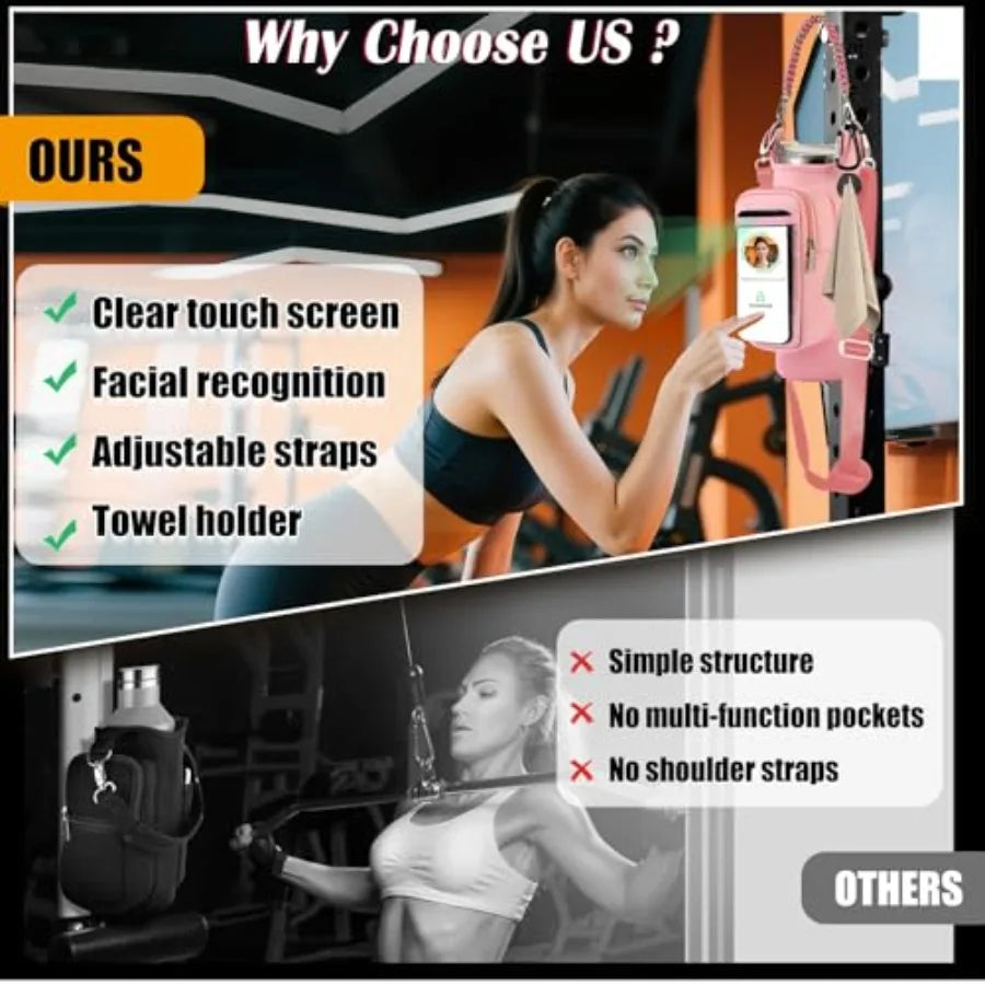 Magnetic Gym Bag for Men Women, Water Bottle Carrier Holder with Strap for, Small Bag Accories pouch with N52