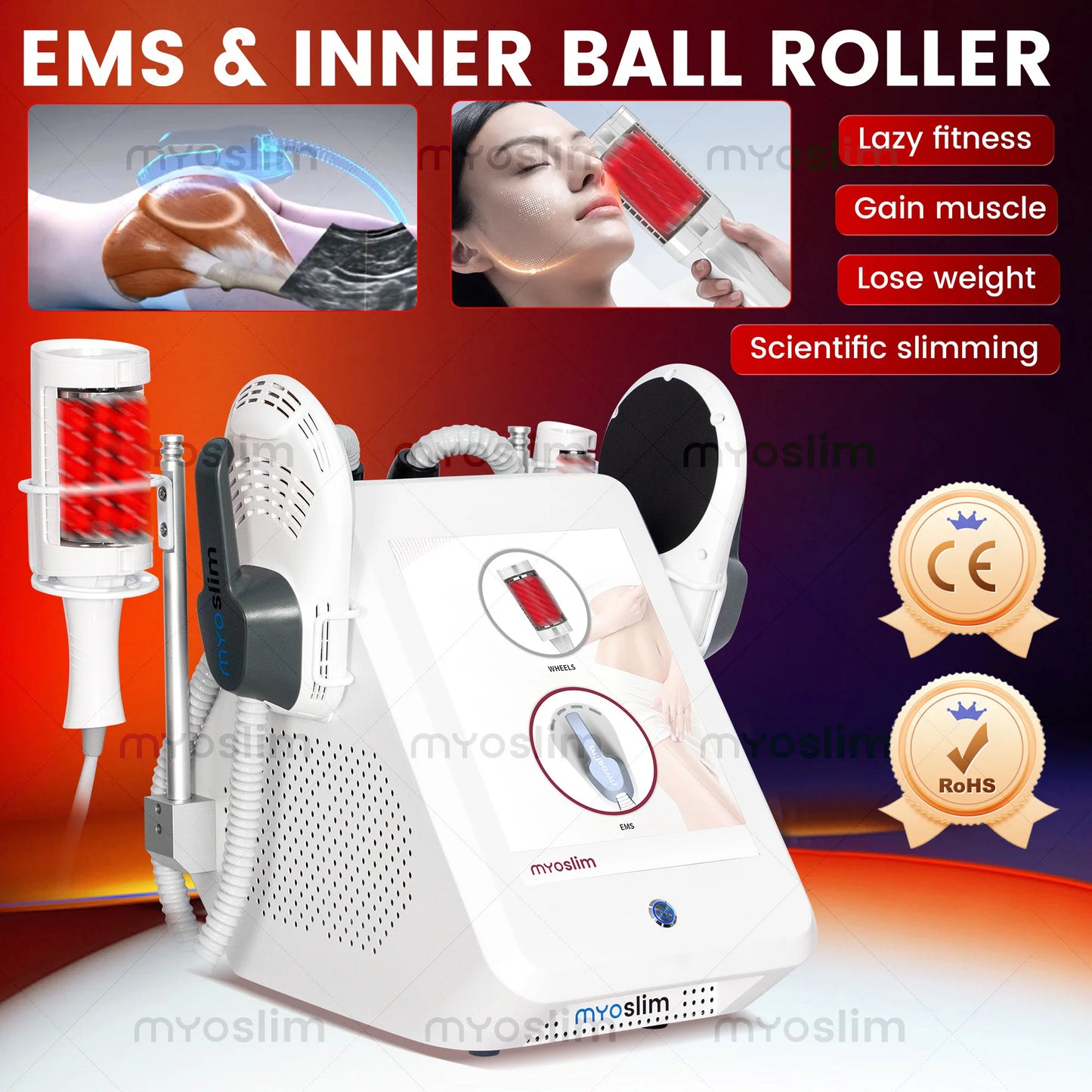 New EMS MYOslim Roller RF Electromagnetic Body Slimming Muscle Stimulate Fat Removal Body Slimming Build Muscle Machine