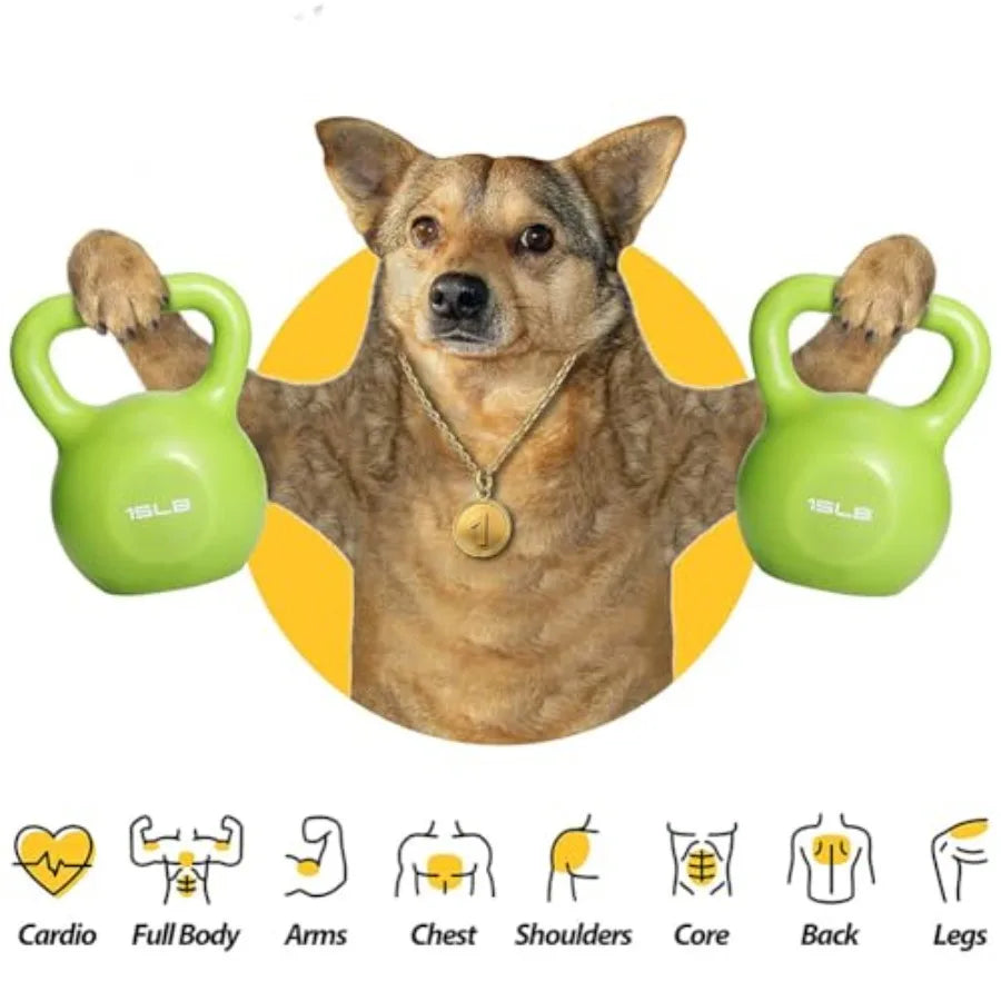 15lbs Kettlebell Set for Women Vinyl Coated Fitness Weight with Wide Comfort Grip Durable Cast Iron Sand Kettle Bell for Home G