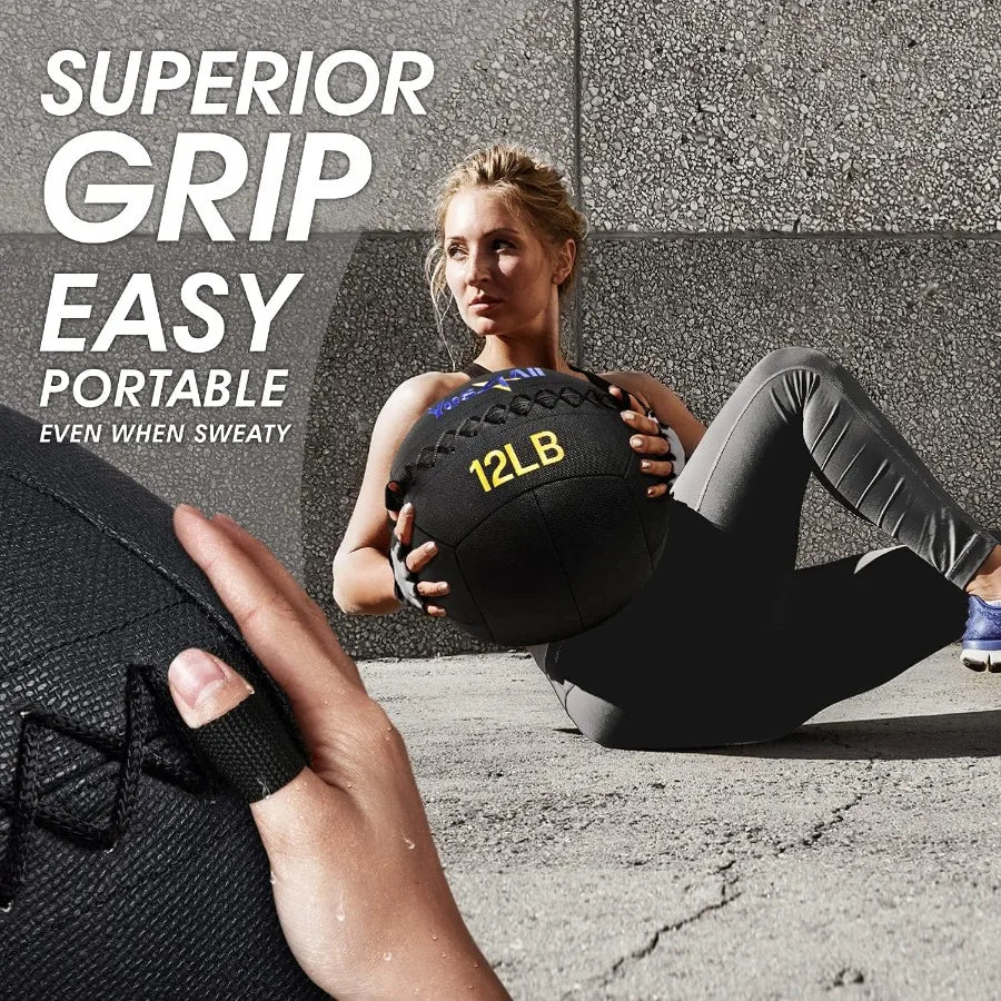 Wall Ball Soft Leather Weighted Iron Sand Ball for Dynamic Multifunctional Exercise 15 LB