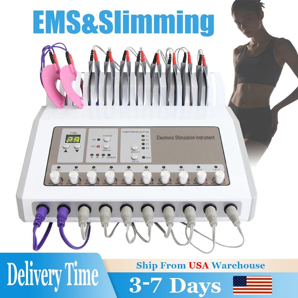 EMS Electric Muscle Stimulator Machine Russian Waves Microcurrent Body Massager Weight Loss Electro Myostimulation Slimming Tool