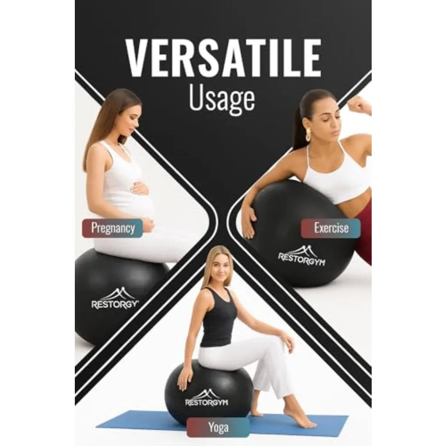 Yoga Ball 65cm Peanut Ball 45-90cm Set for Pregnancy Strength Flexibility - Fitness Exercise Balance Ball PVC Blue Anti-Burst N