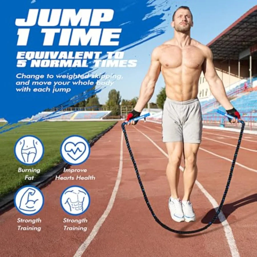 Jump Rope, Weighted Jump Rope for Fitness, Boxing Equipment Jump Ropes for Men Women, Battle Skipping Ropes for Exercise, Suita