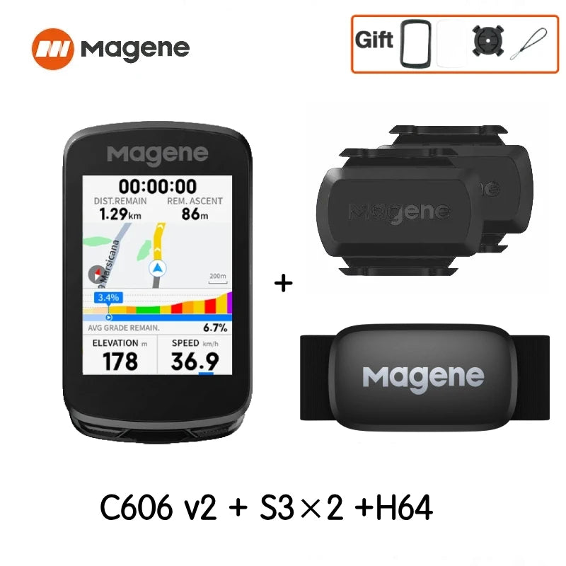 Magene C606V2 Touchscreen GPS Bike Computer WiFi Speedometer Cycling Climb Stopwatch Odometer Bluetooth Ant Navigation