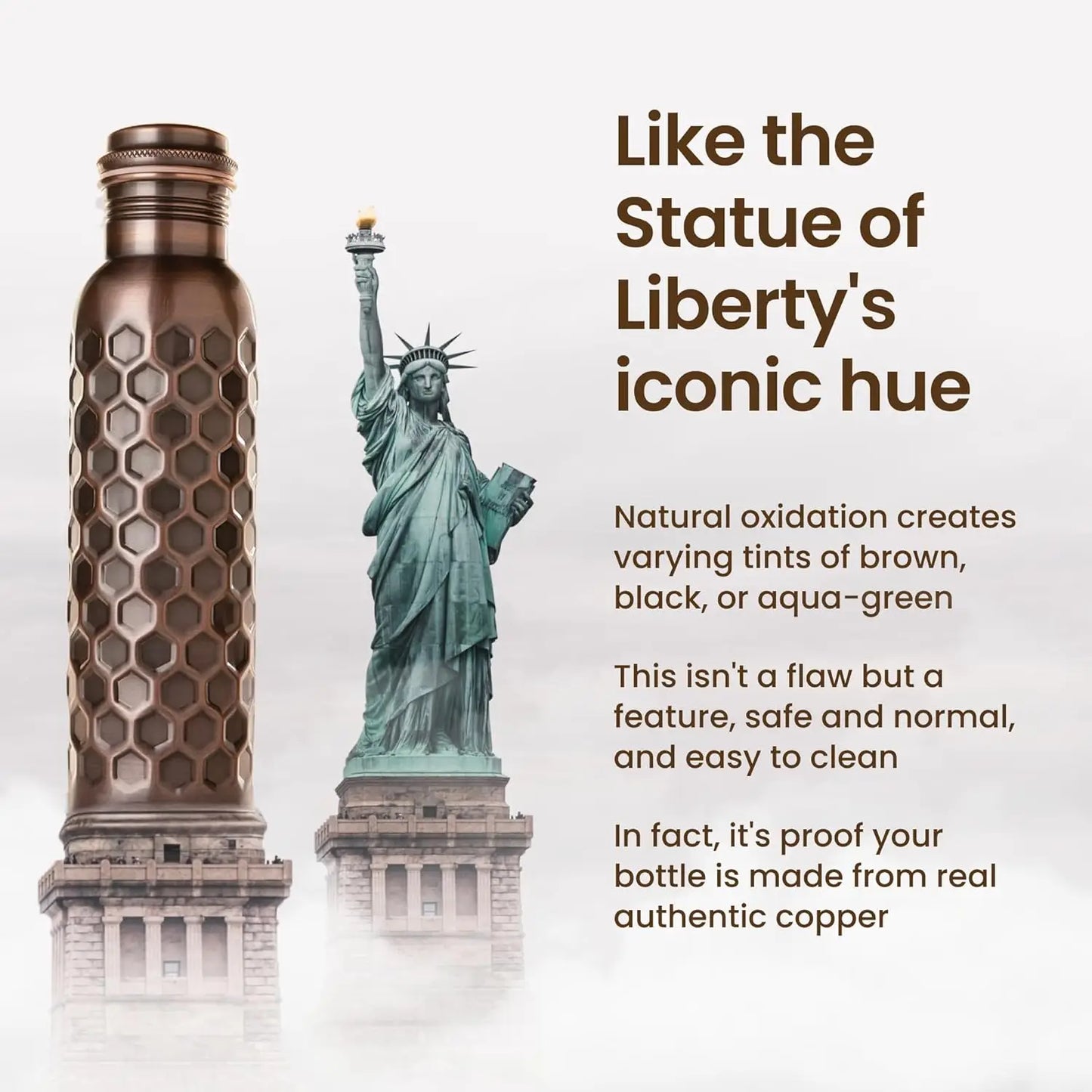 100% Copper Water Bottle 34 Oz Antique Black - Leak-Proof, Temperature Retention, Eco-Friendly Design for Hydration