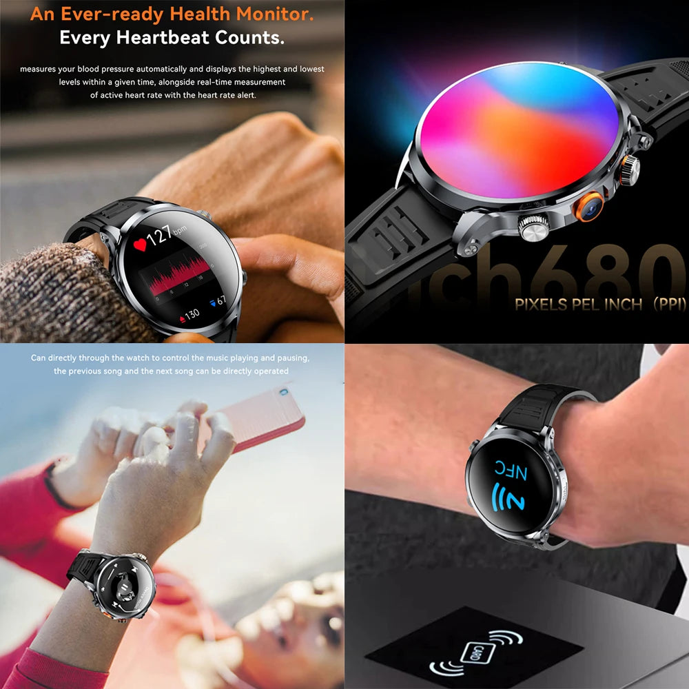 5G/4G Smart Watch 1.95 inch AMOLED 1880mah Battery 16GB+256GB RAM 800W Camera GPS WIFI Google APP Download Heart Rate Smartwatch