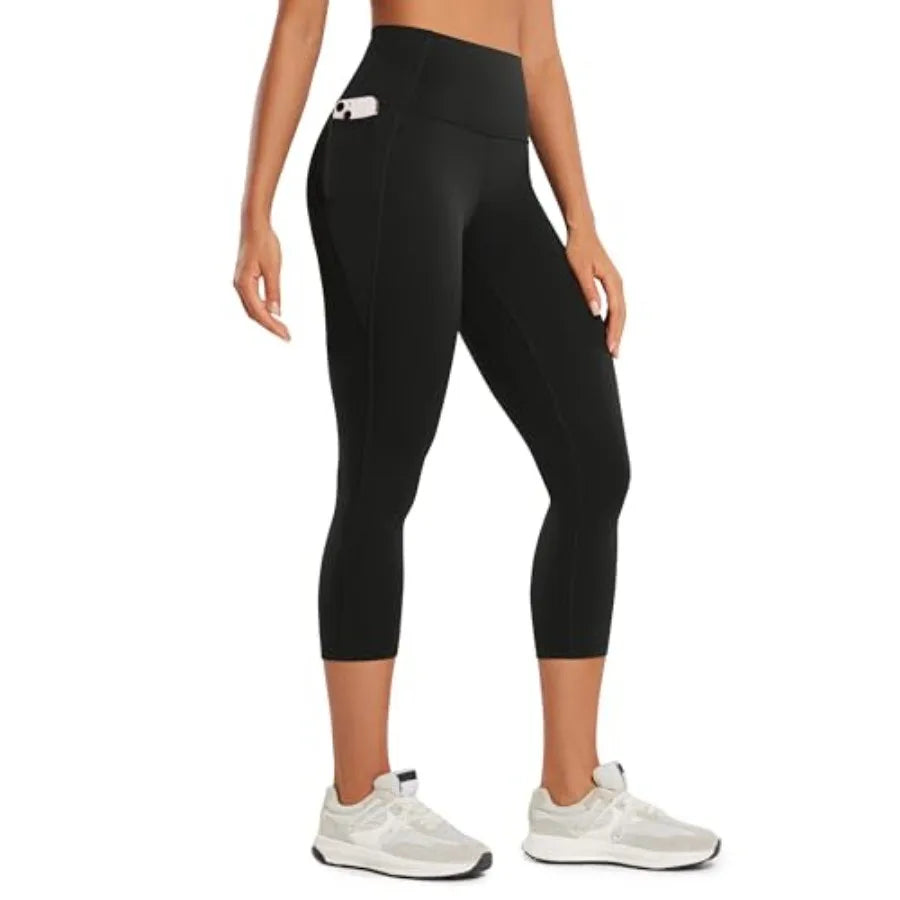 Butterluxe Workout Capri Leggings Pockets 21" - High Waisted Gym Athletic Womens Crop Yoga