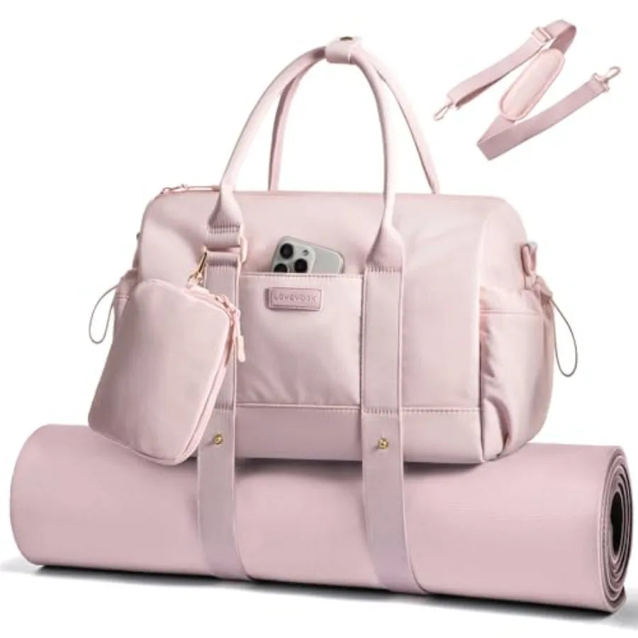 Small Gym Bag for Women with Yoga mat Holder, Mini Duffle Bag for Travel with Wet Pocket, Overnight Personal Item Bags, Lightwe