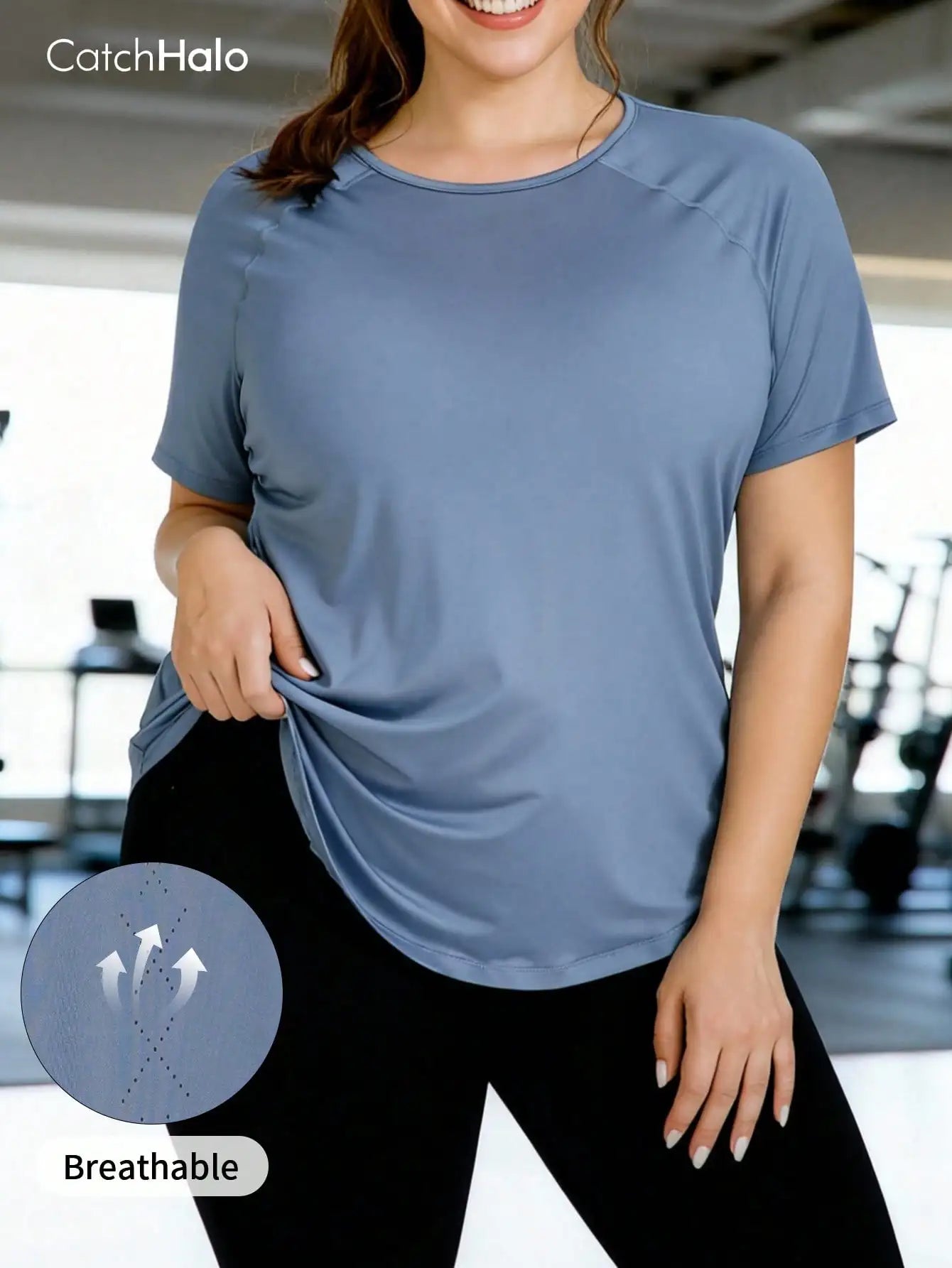 Women Plus Size Sports T-shirt Relaxed Fit Gym Top Breathable Lightweight Short Sleeve Yoga Tee Summer Activewear Clothing