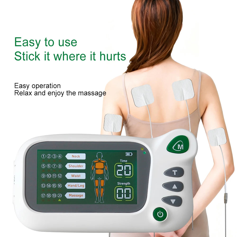 Rechargeable TENS Massager Pulse Acupuncture EMS Electric Muscle Stimulator Unit Electrostimulator Digital Relax Device