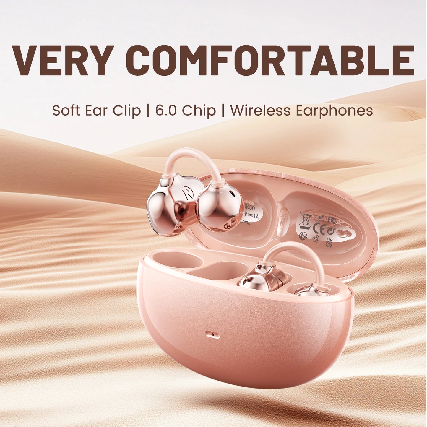 INSONIXN Open Ear Clip Headphones, Wireless Bluetooth 6.0 Headphones, Built-in Microphone And Ear Hook, Comfortable To Wear, High Fidelity Sound Quality Playback Time Of 36 Hours, Women's Decoration Headphones SK50 For Sports