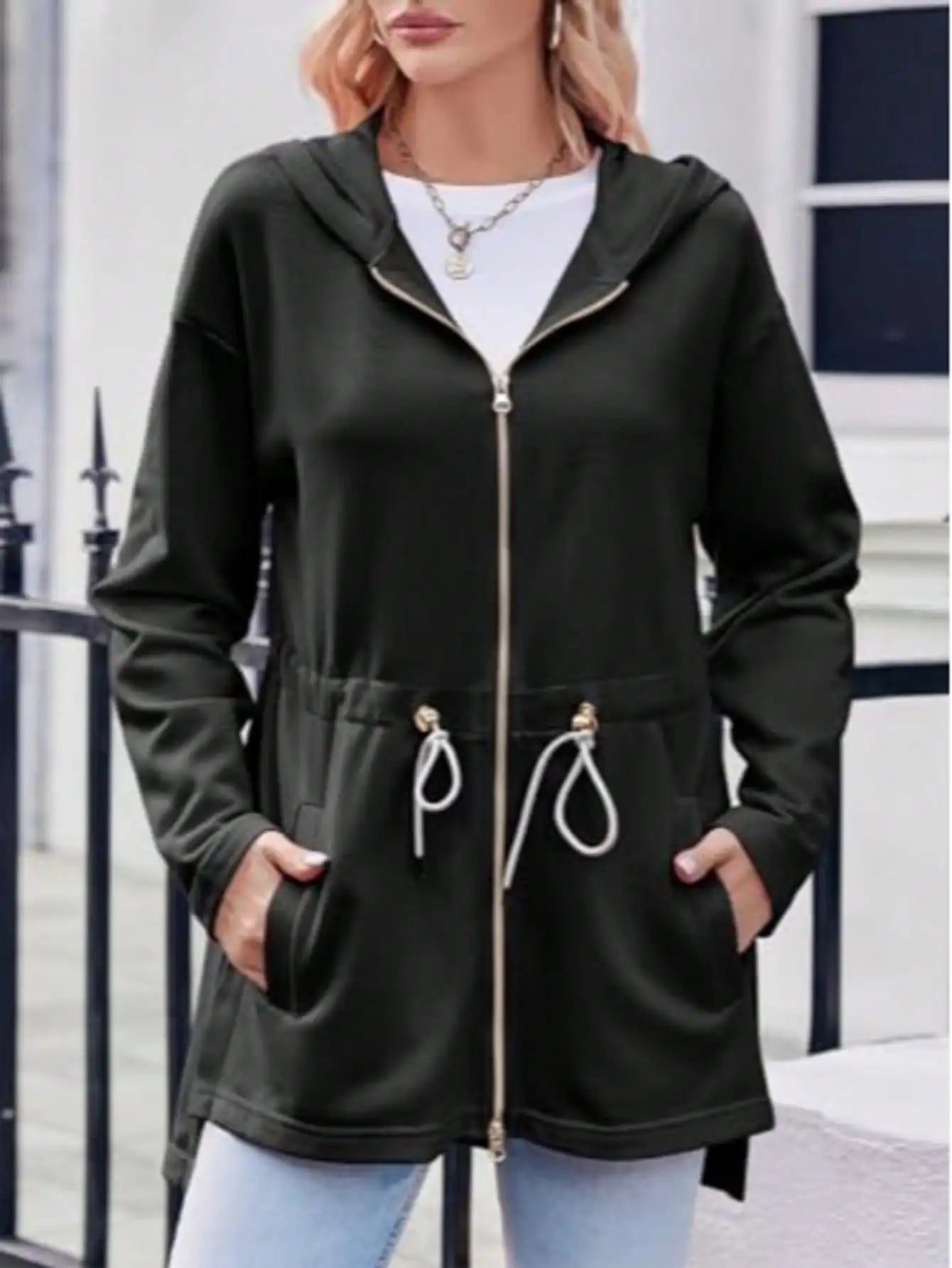 Women's Oversized Zip Up Hoodie Loose Cotton Drawstring Long Sleeve Casual Streetwear Y2K Gothic Grunge Loungewear