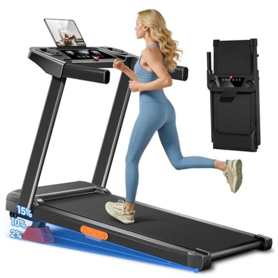 3-in-1 Foldable Treadmill with 15% Incline Portable Treadmills for Home and Office Folding Treadmill with Handles 3.0HP Quiet W