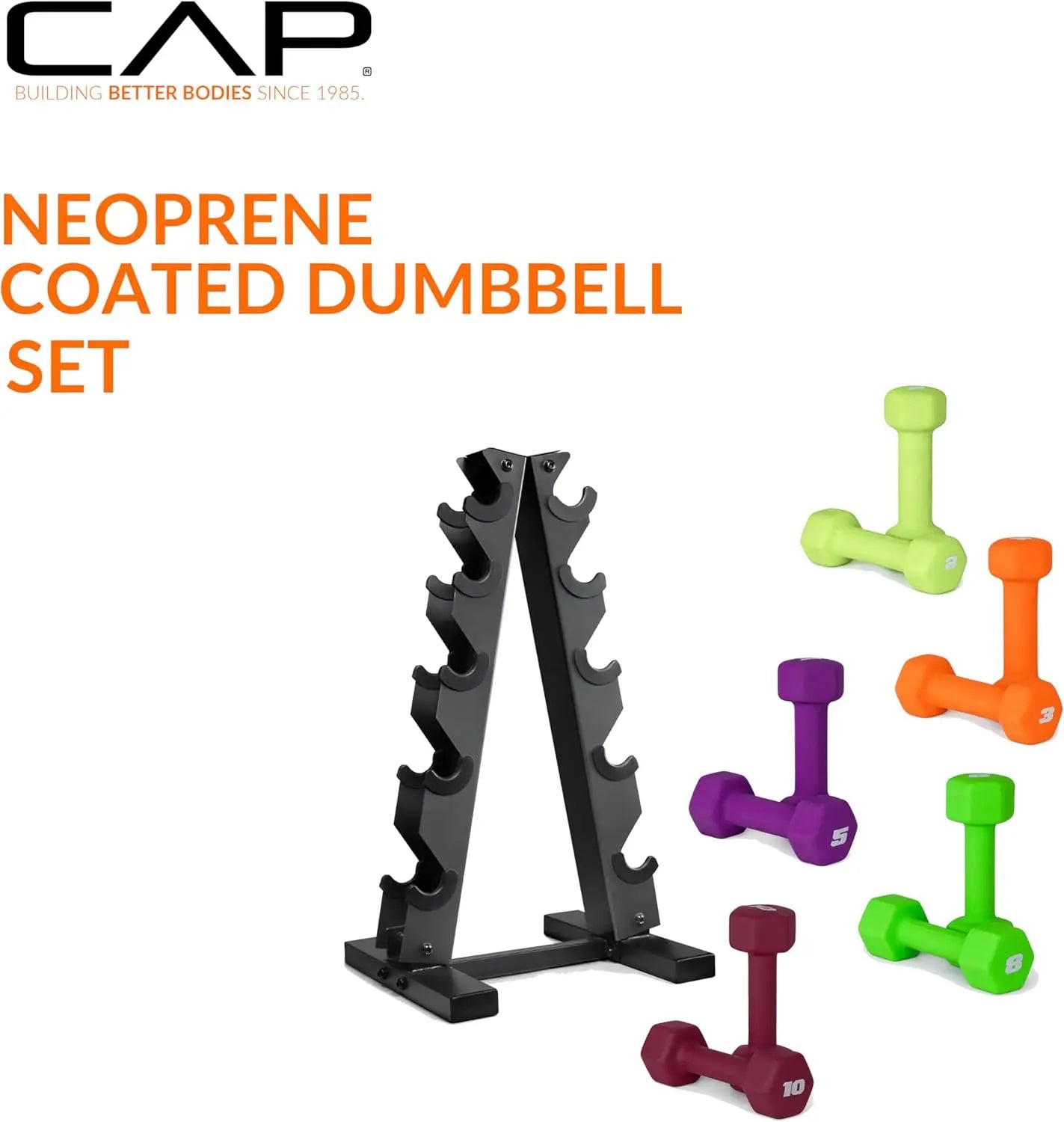 Home Gym Workout, Neoprene Dumbbells, Neoprene, Color Series, Comes with Rack