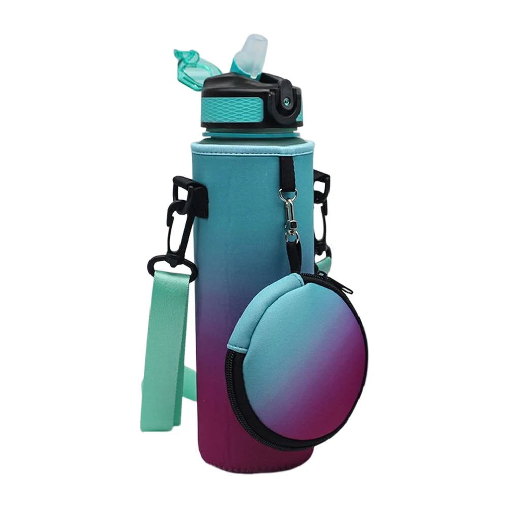 Neoprene Water Bottle Bag Cover Non-slip Water Bottle Holder Neoprene Carrier with Adjustable Shoulder Strap for Outdoor Sports