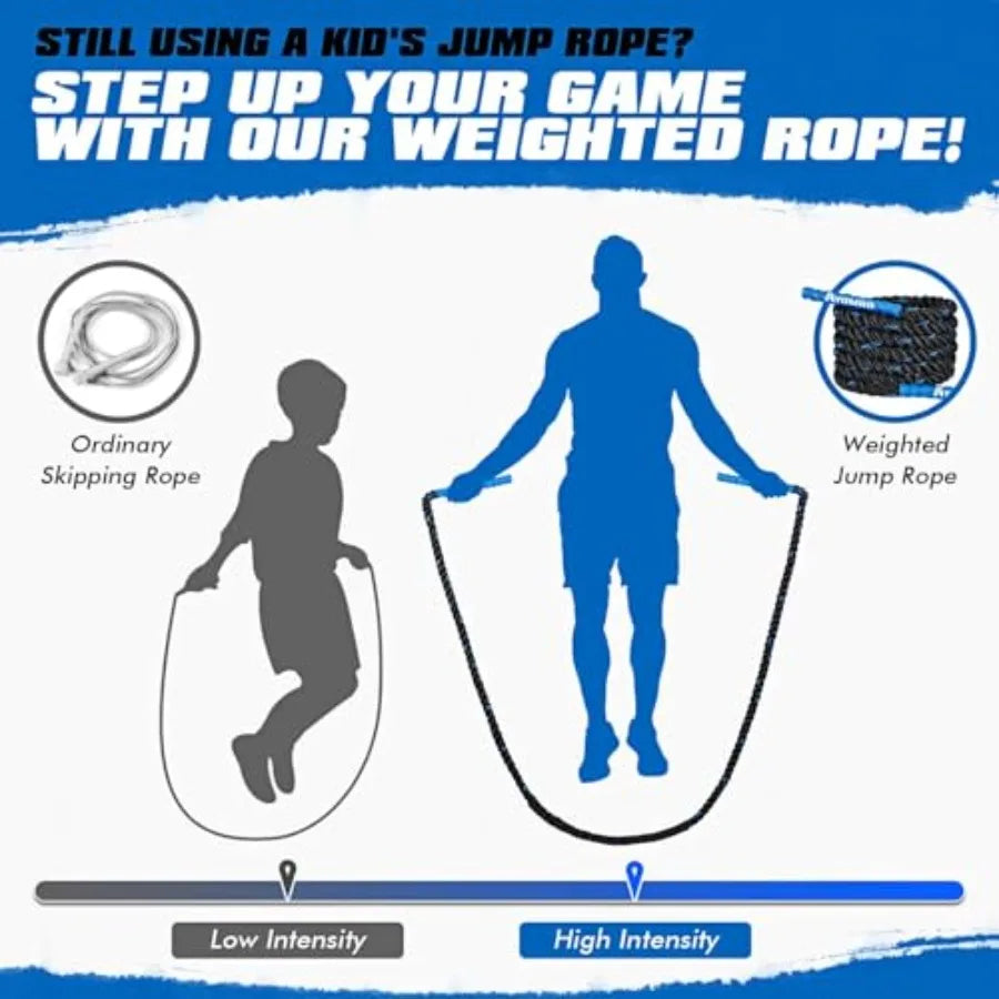 Jump Rope, Weighted Jump Rope for Fitness, Boxing Equipment Jump Ropes for Men Women, Battle Skipping Ropes for Exercise, Suita