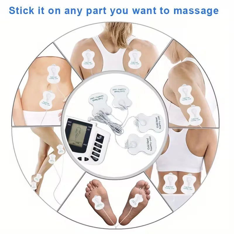 3-in-1 Ems, Tens Unit, and Massager Device with Dual Channels, 10 Intensity Levels, and 30 Modes - Portable Battery-Powered Muscle Stimulator for Back, Body Workouts, and On-The-Go Use