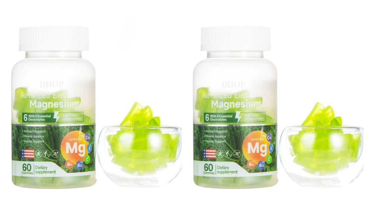 DHOP Electrolyte Magnesium Gummies 60 Count with Vitamin C B6 B12 Potassium Calcium Daily Hydration Support Dietary Supplement