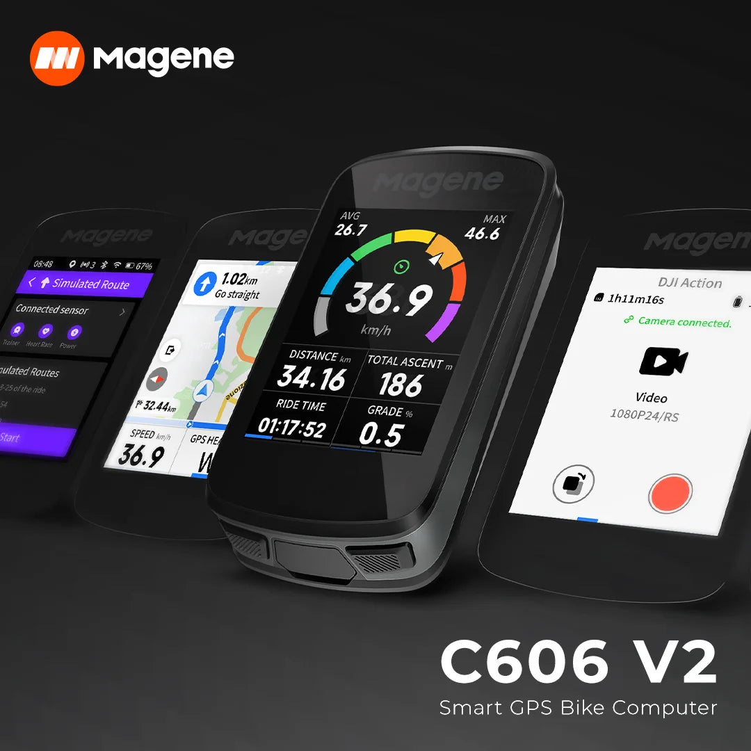 Magene C606V2 Touchscreen GPS Bike Computer WiFi Speedometer Cycling Climb Stopwatch Odometer Bluetooth Ant Navigation