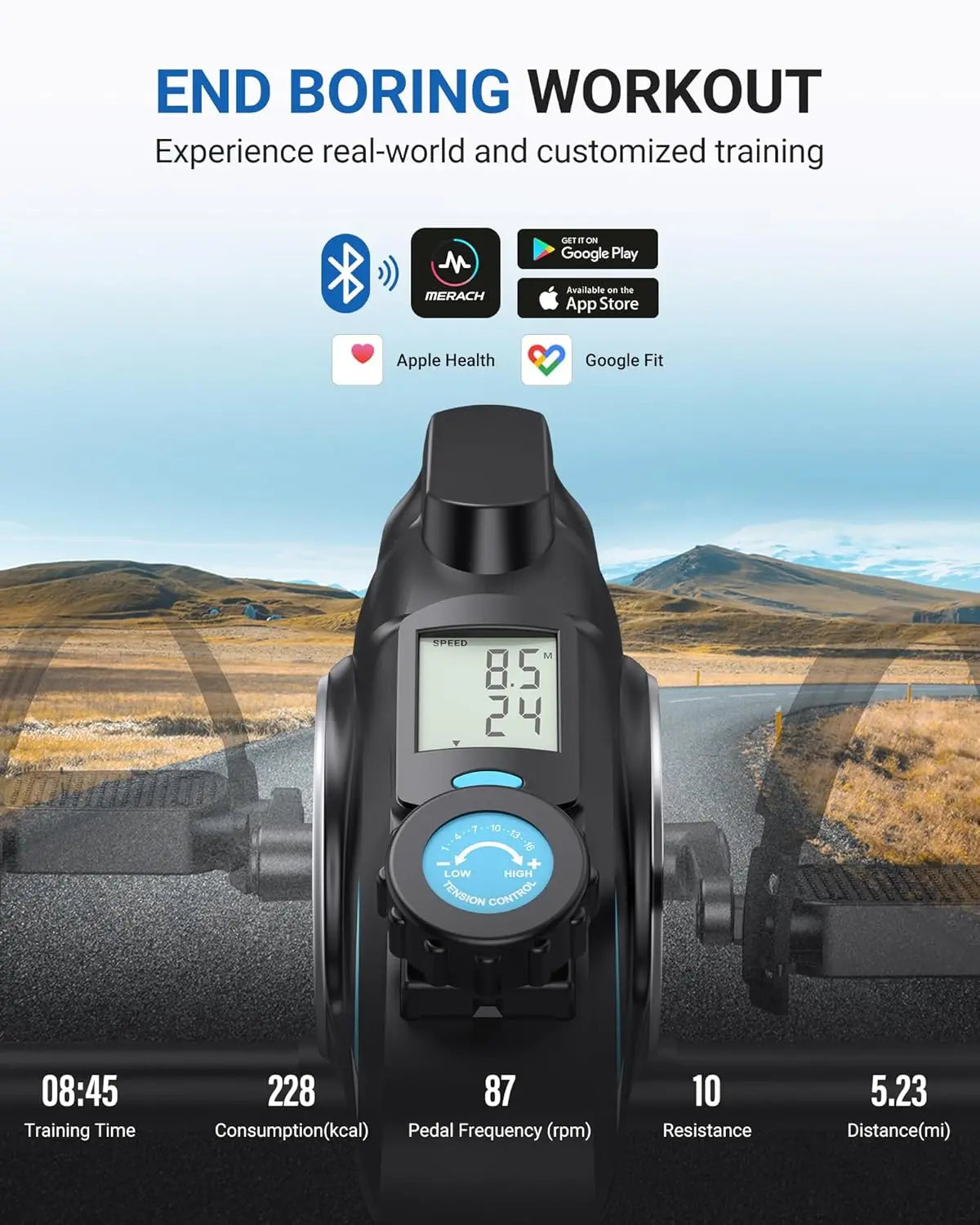 Quiet Magnetic Under Desk Bike, Mini Exercise Pedal for Arm & Leg Recovery, Physical Therapy, Smooth Foot Cycle with App