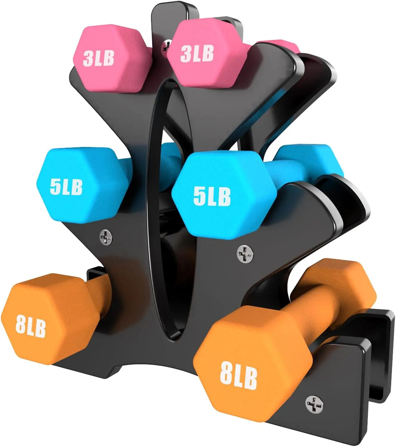 Home Exercises: Neoprene Dumbbells Set in 3, 5, 8, 10 Pound, 32 LB, Anti-Slip, Anti-roll, Hex Shape