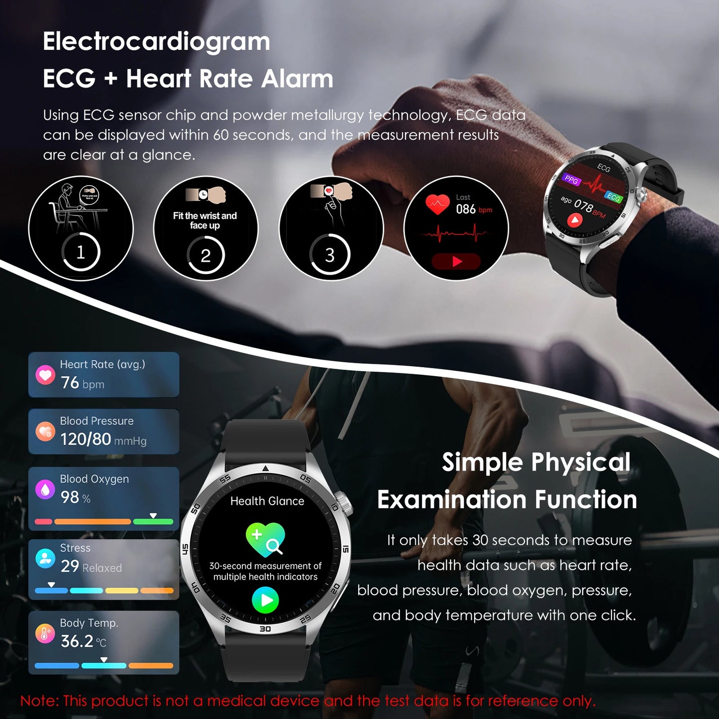 Marsyu 2026 New Nursing Grade Smart Watch ECG+PPG Blood Lipid Blood pressure Uric Acid HD Bluetooth Call Clock Health Smart Watch Men For iOS Android New Health Measurement SmartWatch Men Blood Oxygen Pressure HD Bluetooth Ca