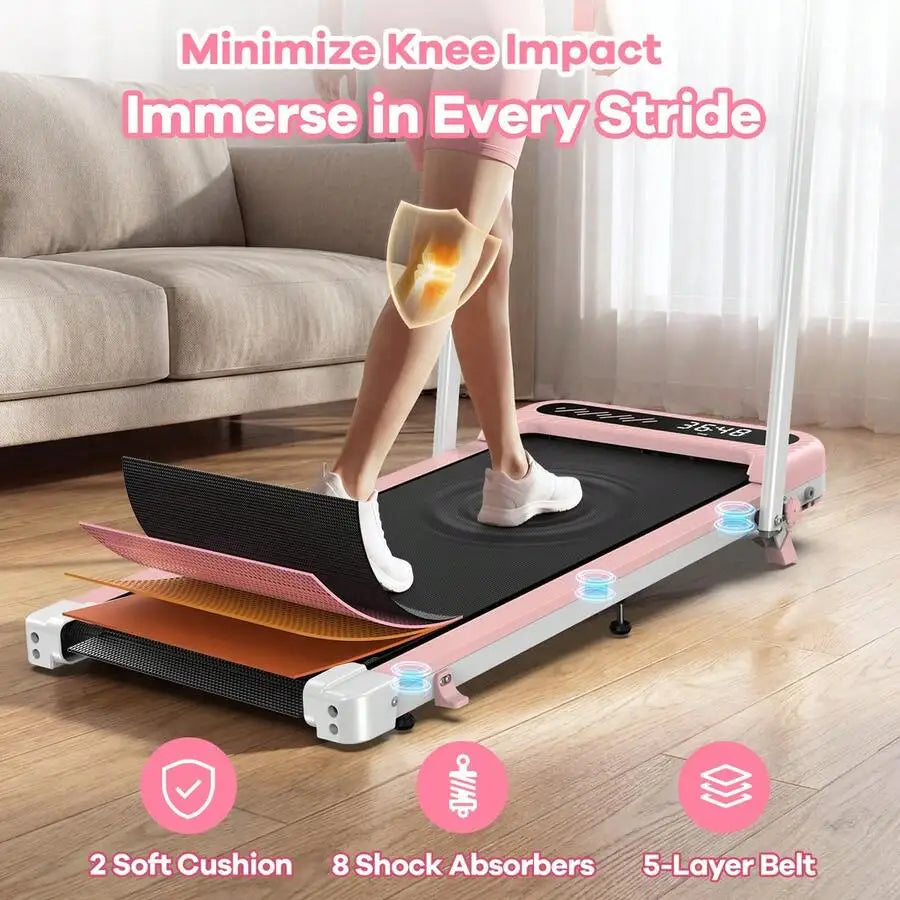 Foldable Treadmill With 10% Incline, Upgrade 3.0 HP Low Noise Walking Pad Treadmill With Handle Bar,LED Display&Wide Running Deck,320 Lbs Capacity,Works With KINOMAP Apps & Mute Remote Control