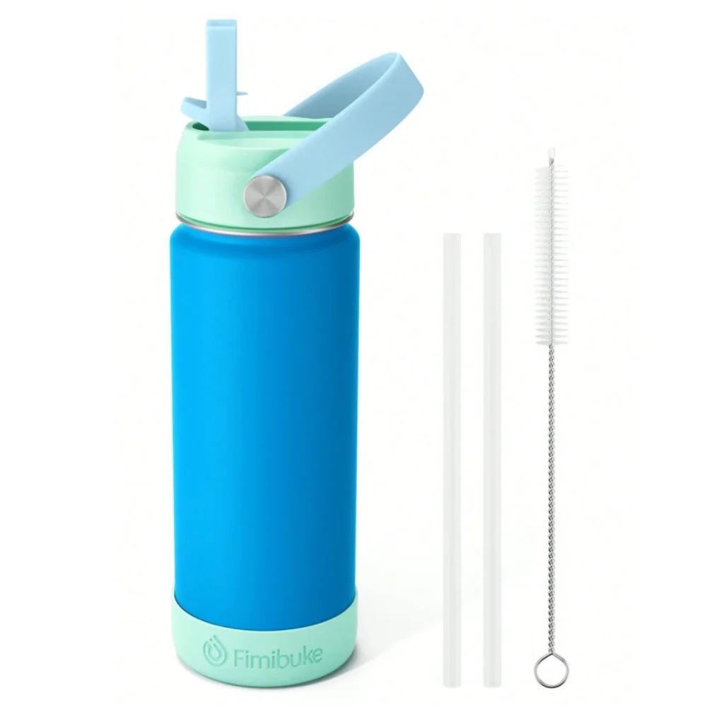 Water Bottle With Straw, 18oz 18 8 Stainless Steel Water Bottles With Lid, Tumbler Double Wall Vacuum Leak Proof Water Bottle F