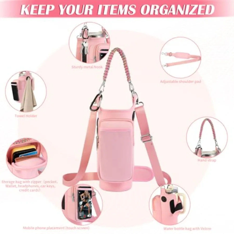 Magnetic Gym Bag for Men Women, Water Bottle Carrier Holder with Strap for, Small Bag Accories pouch with N52
