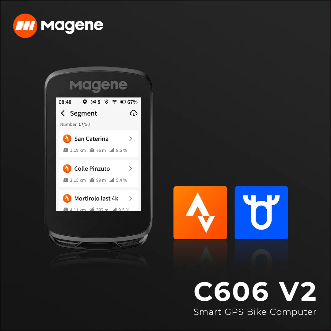 Magene C606V2 Touchscreen GPS Bike Computer WiFi Speedometer Cycling Climb Stopwatch Odometer Bluetooth Ant Navigation