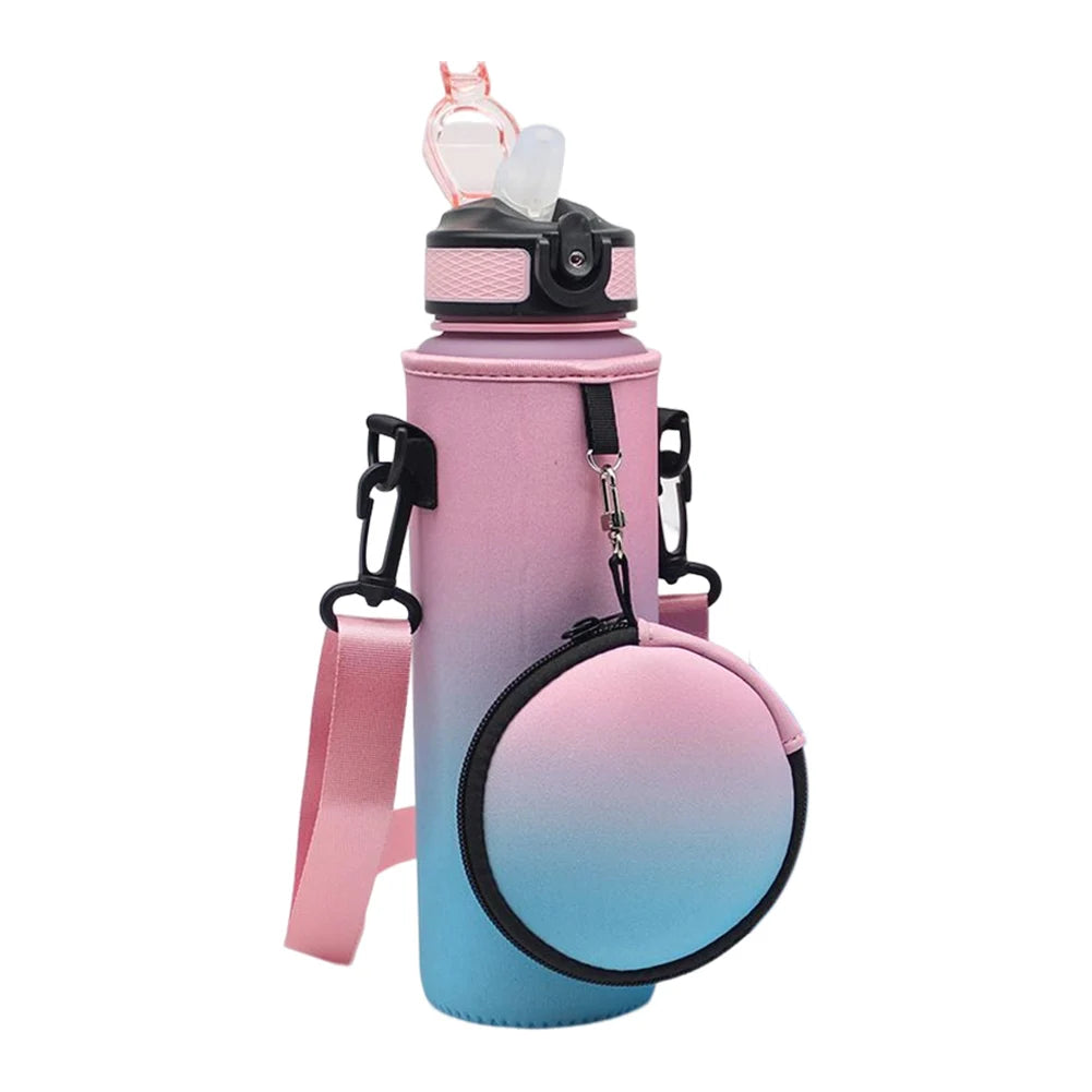 Neoprene Water Bottle Bag Cover Non-slip Water Bottle Holder Neoprene Carrier with Adjustable Shoulder Strap for Outdoor Sports