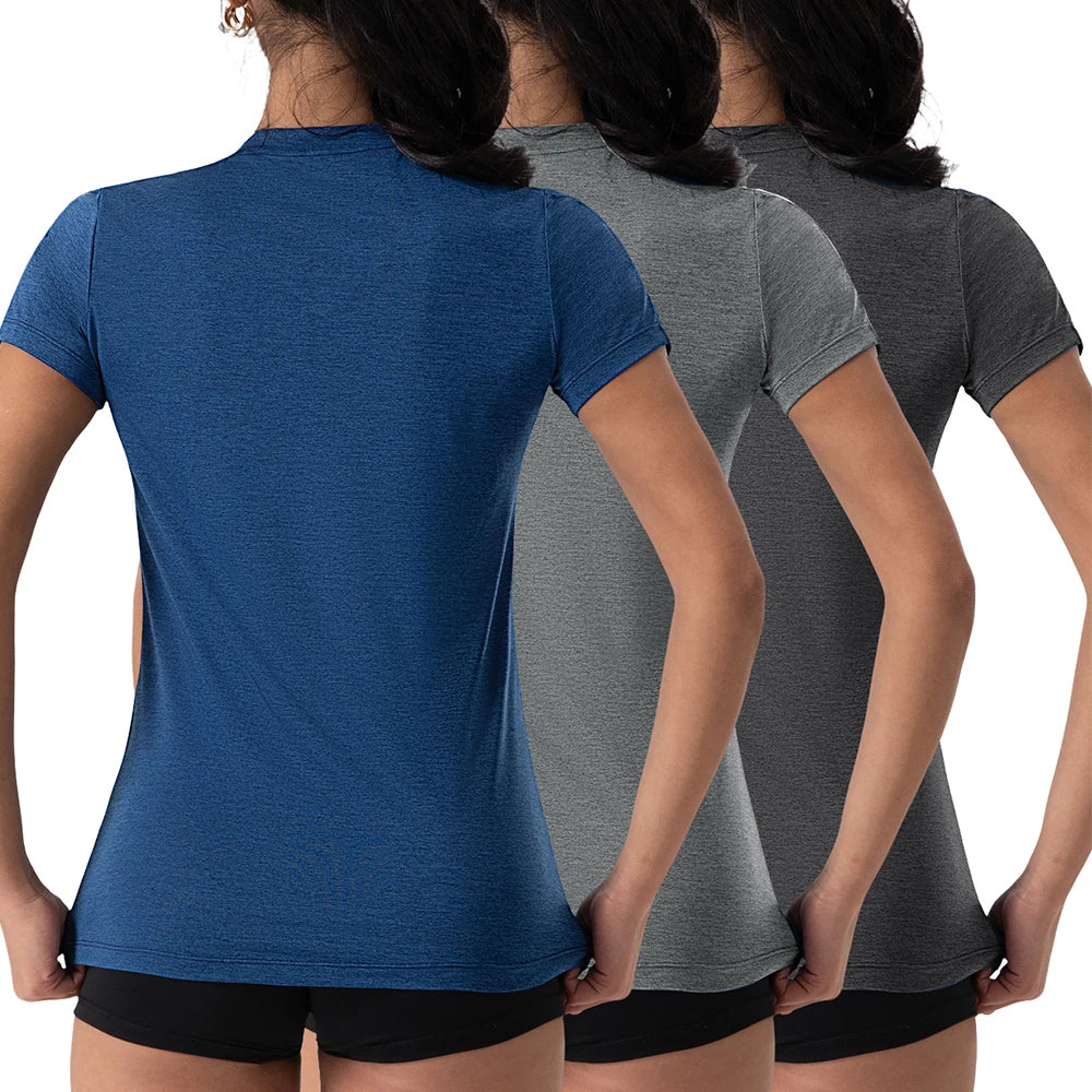 Summer V Neck Pleated Yoga T Shirt Women Short Sleeve Loose Solid Color Running Exercise Gym Tee 5 Colors Sportswear