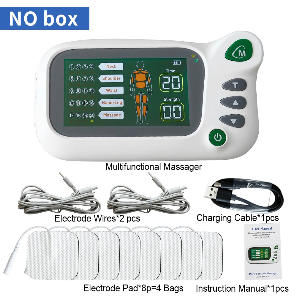 Rechargeable TENS Massager Pulse Acupuncture EMS Electric Muscle Stimulator Unit Electrostimulator Digital Relax Device