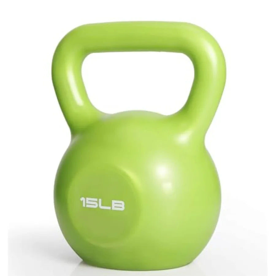 15lbs Kettlebell Set for Women Vinyl Coated Fitness Weight with Wide Comfort Grip Durable Cast Iron Sand Kettle Bell for Home G