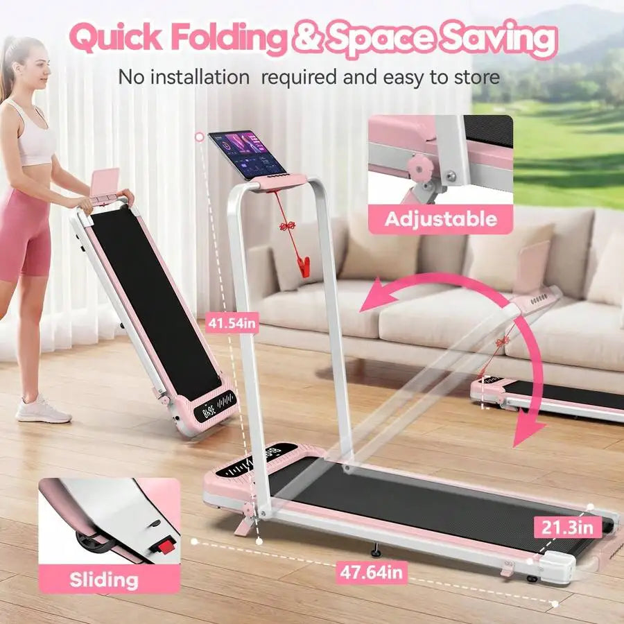 Foldable Treadmill With 10% Incline, Upgrade 3.0 HP Low Noise Walking Pad Treadmill With Handle Bar,LED Display&Wide Running Deck,320 Lbs Capacity,Works With KINOMAP Apps & Mute Remote Control