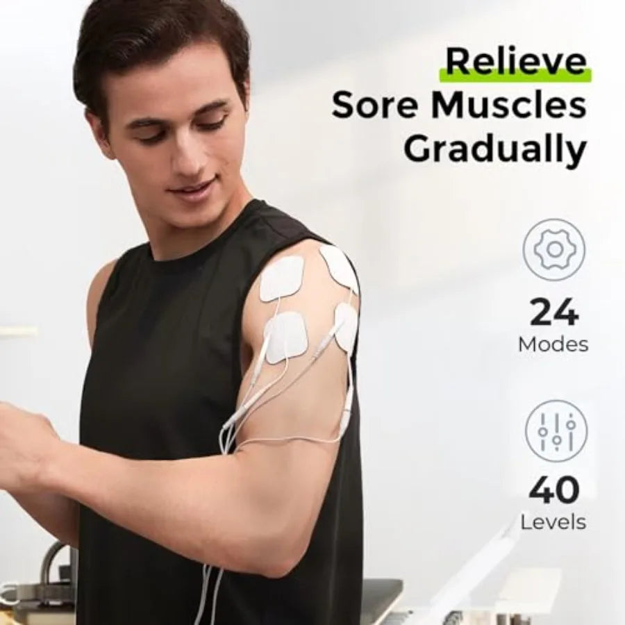 3-in-1 TENS Unit Muscle Stimulator EMS Massage Machine with 40 Intensities for Gradual Shoulder Sciatica Back Pain Relief 24 Mo