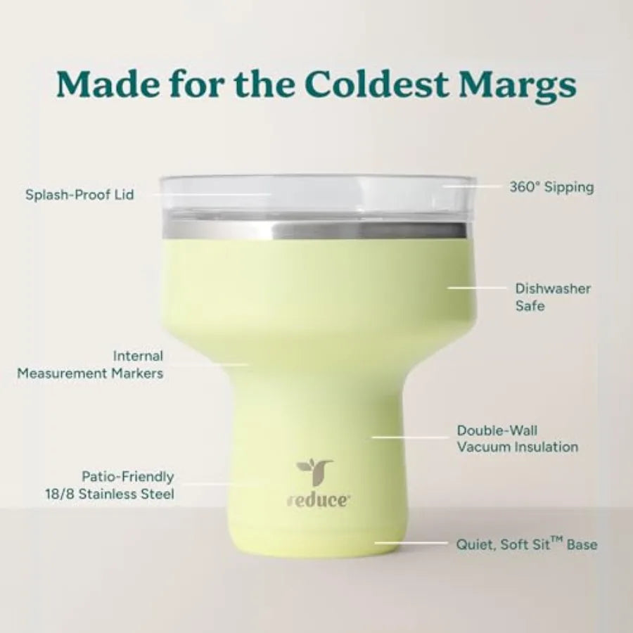 Saltini 16 oz Cocktail Tumbler - Insulated Margarita Tumbler with Lid - Keeps Drinks Cold for 10 Hours - 360 Sippable Martini G