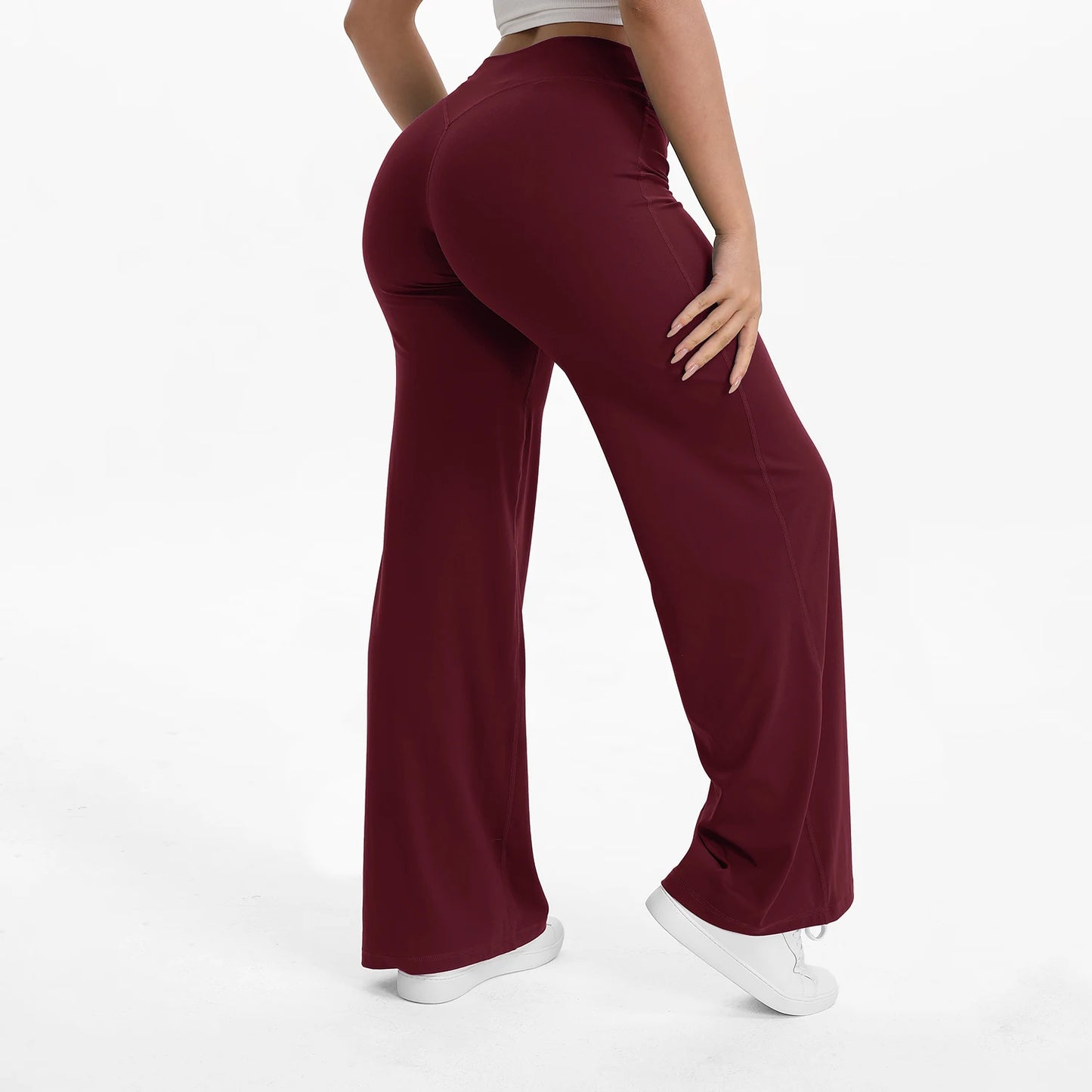 NCLAGEN SoftMotion Straight Leg Bottoms Women's Mid-Waist Yoga Pants GYM Leggings Naked Feel Pilates Running Sports Trousers