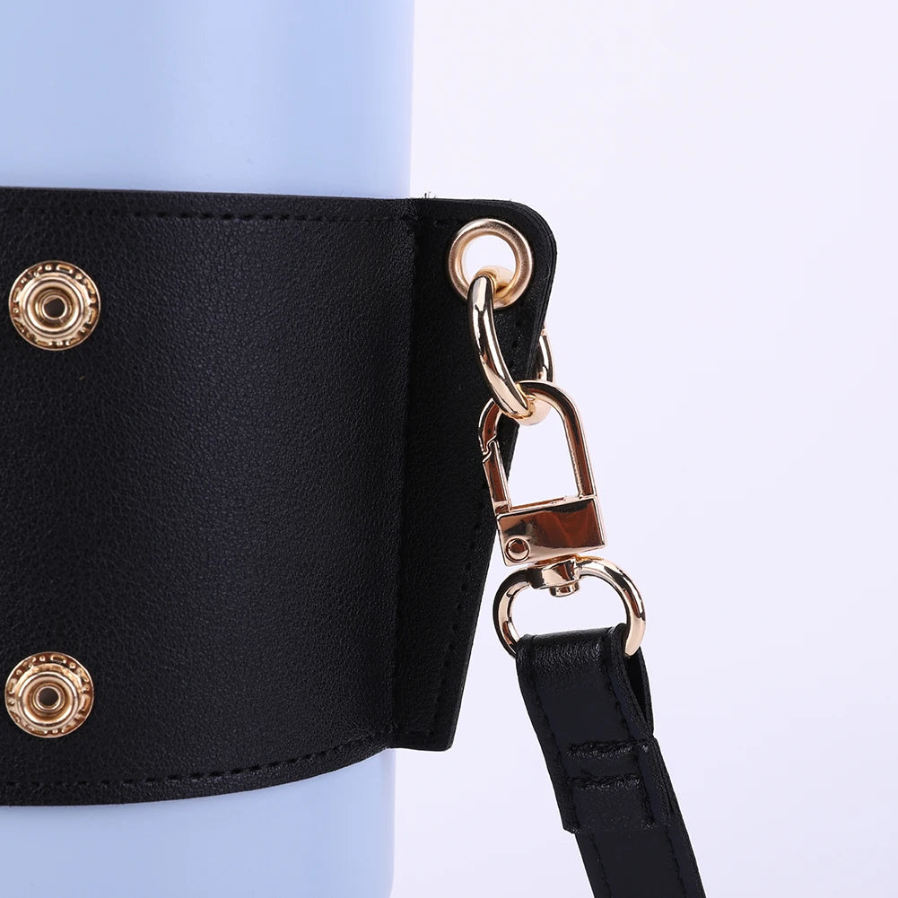 Water Bottle Holder PU Leather Water Bottle Holder Cup Accessory Bottle Sling Holder for Stanley 30oz & 40oz Tumbler