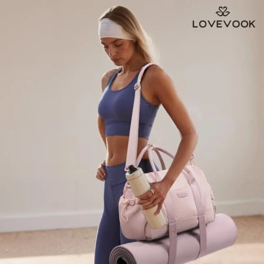 Small Gym Bag for Women with Yoga mat Holder, Mini Duffle Bag for Travel with Wet Pocket, Overnight Personal Item Bags, Lightwe