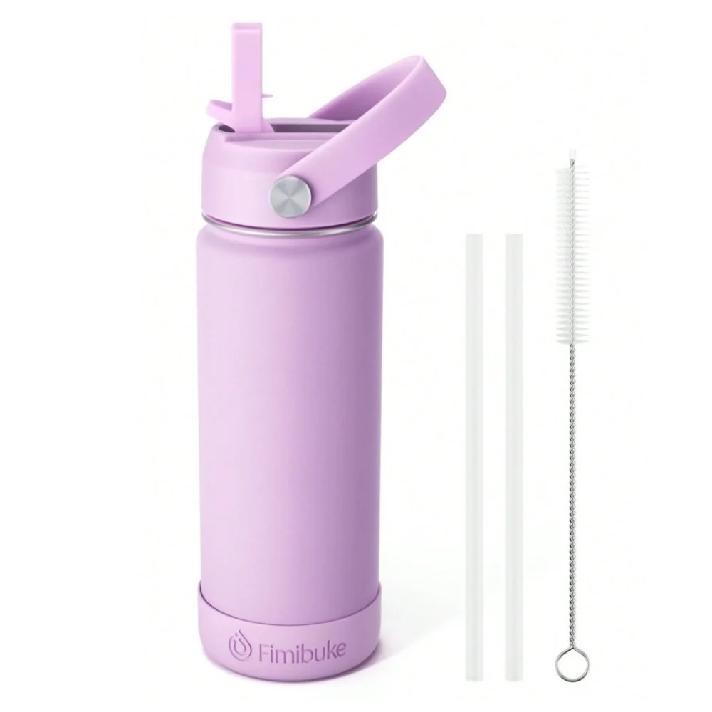 Water Bottle With Straw, 18oz 18 8 Stainless Steel Water Bottles With Lid, Tumbler Double Wall Vacuum Leak Proof Water Bottle F
