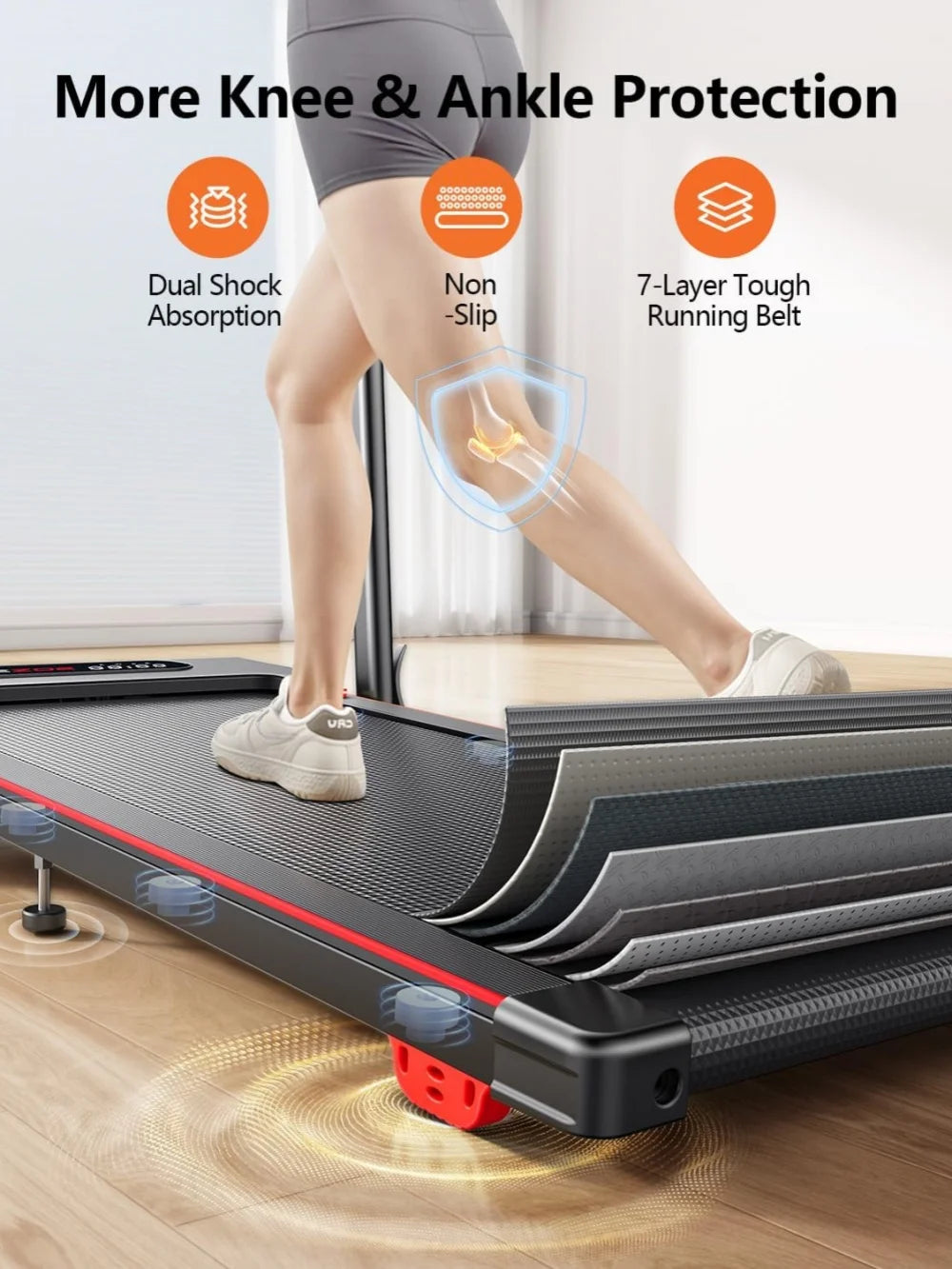 Walking Pad with Bracket Silent Treadmill for Home Compact Foldable Running Machine Indoor Fitness Equipment