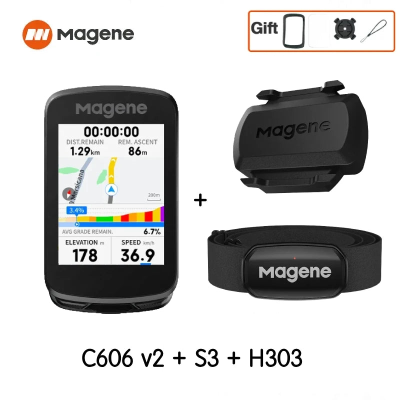 Magene C606V2 Touchscreen GPS Bike Computer WiFi Speedometer Cycling Climb Stopwatch Odometer Bluetooth Ant Navigation