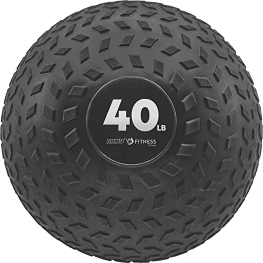 Rhino Fitness Slam Ball Sand-Filled Bounce-Resistant Ball for Strength Conditioning Black 650 lb