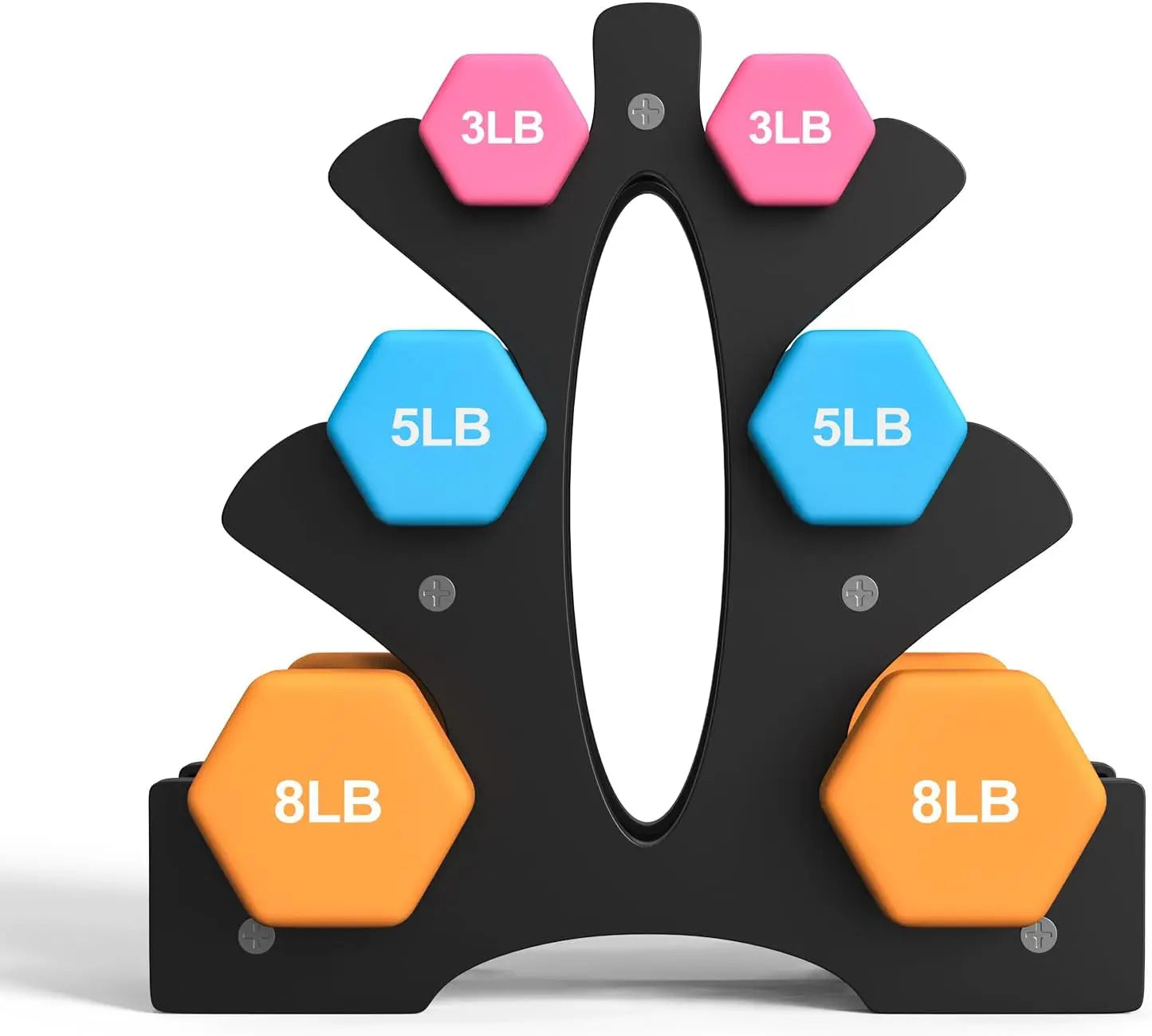 Home Exercises: Neoprene Dumbbells Set in 3, 5, 8, 10 Pound, 32 LB, Anti-Slip, Anti-roll, Hex Shape