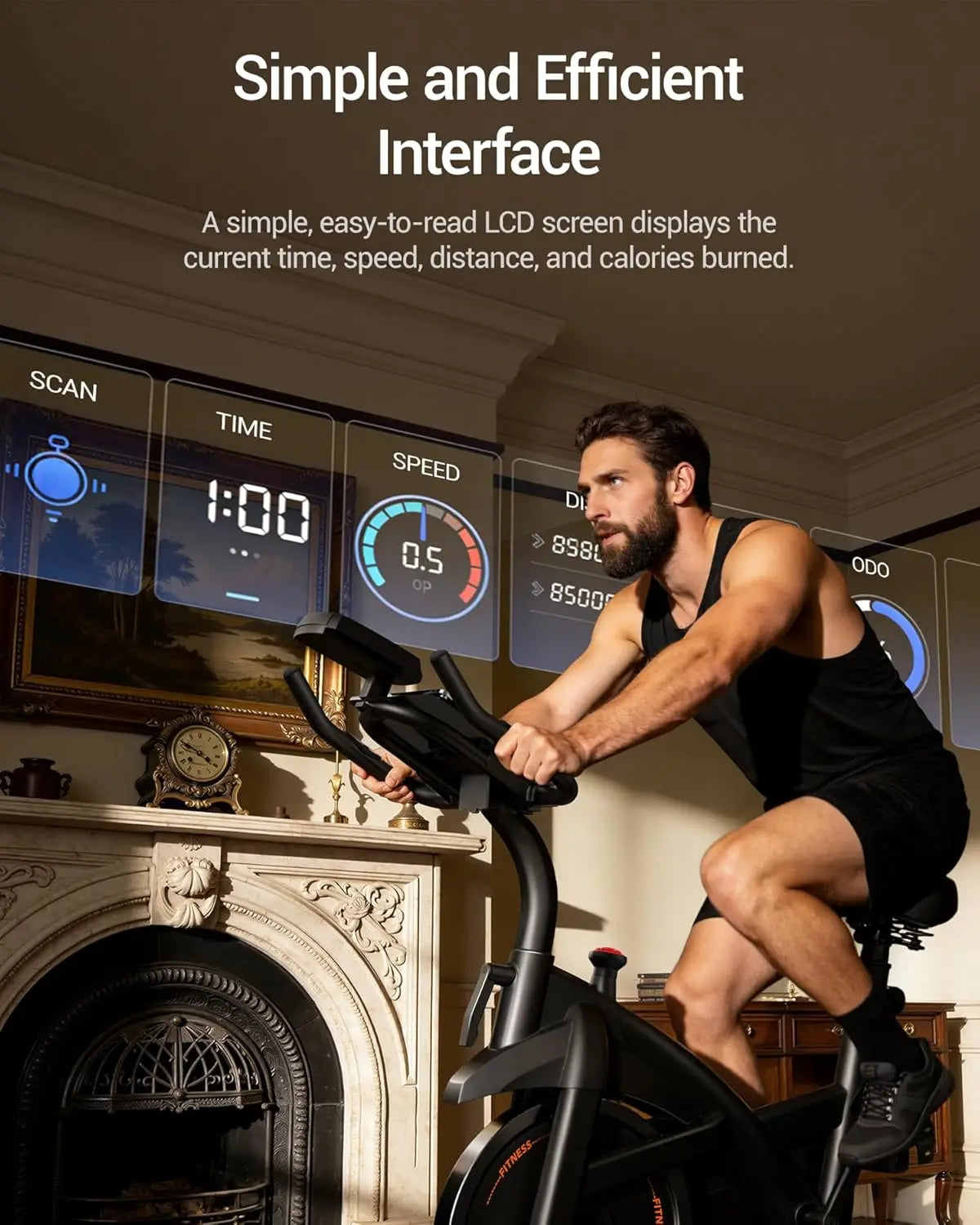 Exercise Bike, Brake Pad Stationary Bike for Home with App, 300 lb Capacity, Indoor Cycling Spin Bike with Comfort Seat