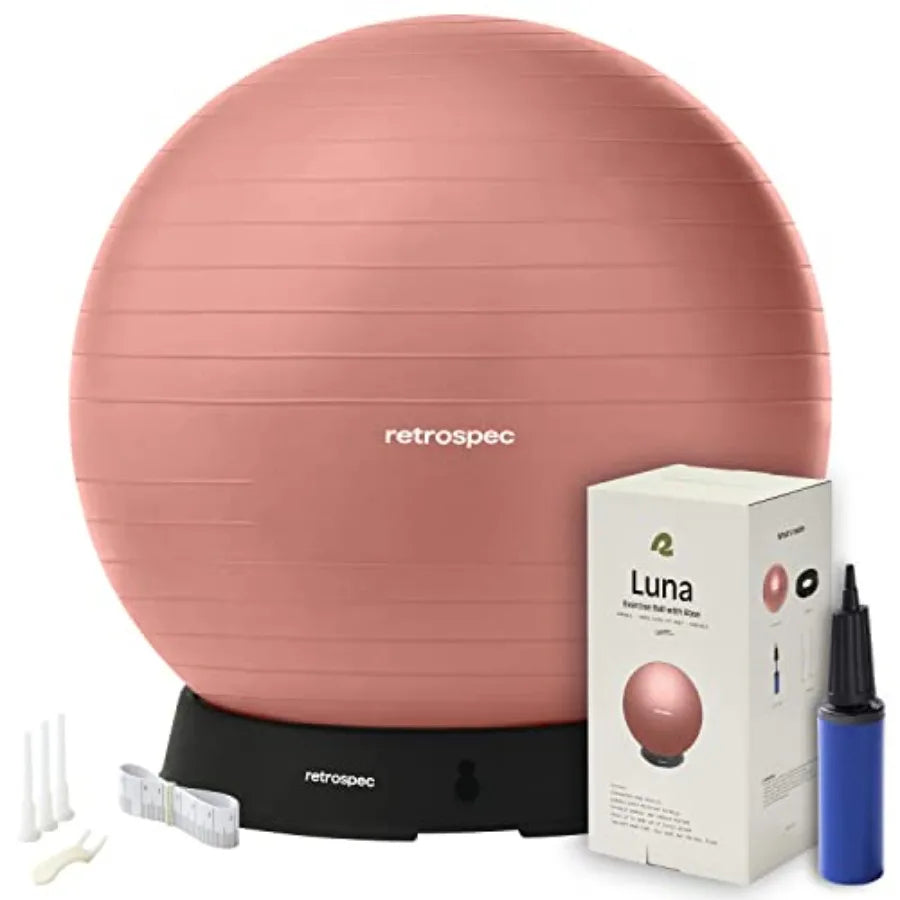 Luna Exercise Ball with Pump - Anti-Burst Fitn Equipment for Yoga, Core Training and Stability - Home Gym Swiss Ball for Office