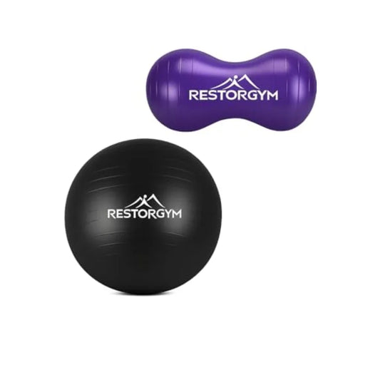 Yoga Ball 65cm Peanut Ball 45-90cm Set for Pregnancy Strength Flexibility - Fitness Exercise Balance Ball PVC Blue Anti-Burst N
