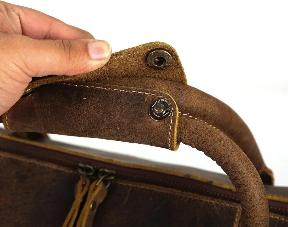 Leather Travel Duffle Bag for Men Women, Cabin Friendly Weekend Bag, Sports Gym Carry On Overnight Duffel