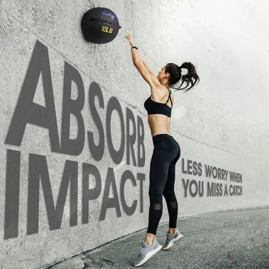 Wall Ball Soft Leather Weighted Iron Sand Ball for Dynamic Multifunctional Exercise 15 LB